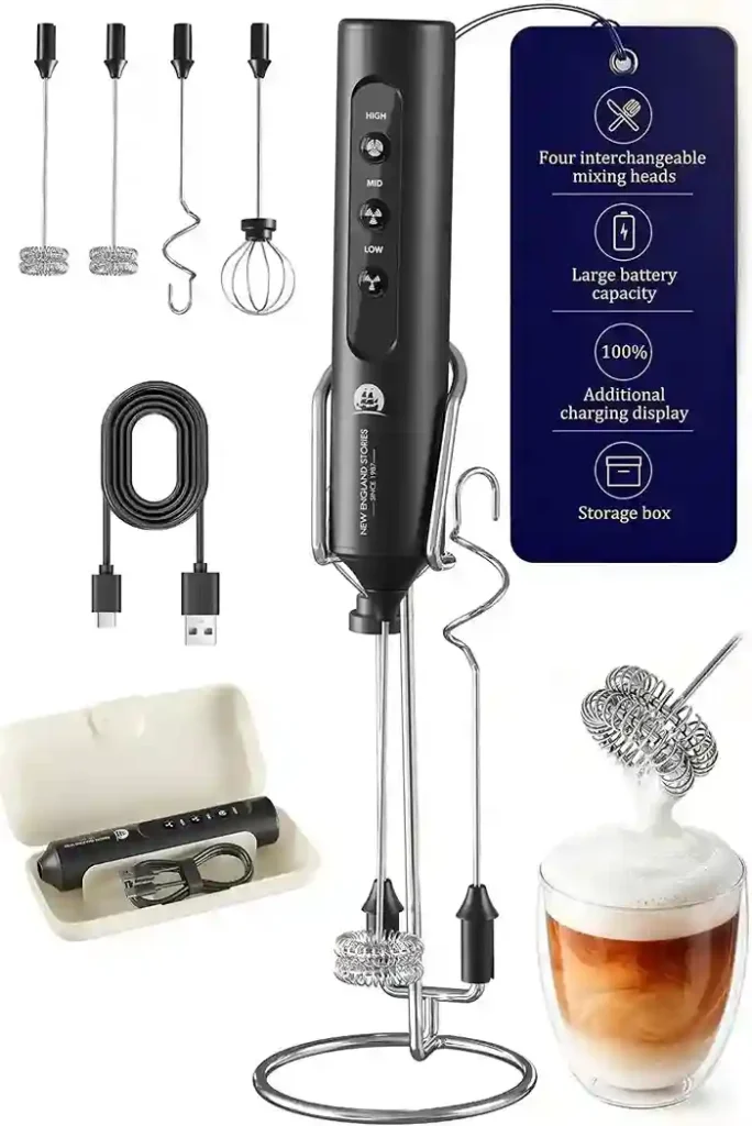 Rechargeable Milk Frother with Stand