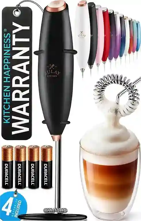 Zulay Kitchen Powerful Milk Frother Wand With Duracell Batteries