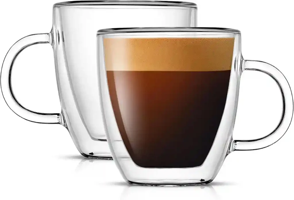 JoyJolt Savor Double Wall Insulated Glasses Espresso Mugs